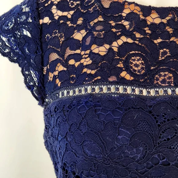 Ralph Lauren Lined Navy Lace Dress